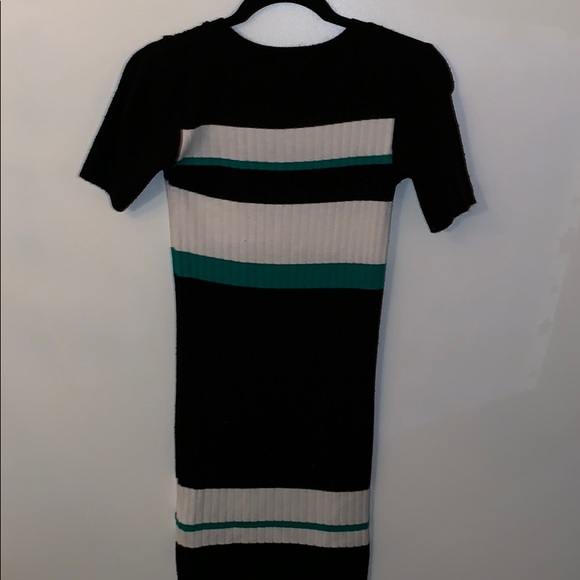 Black white and green striped dress - Picture 2 of 2